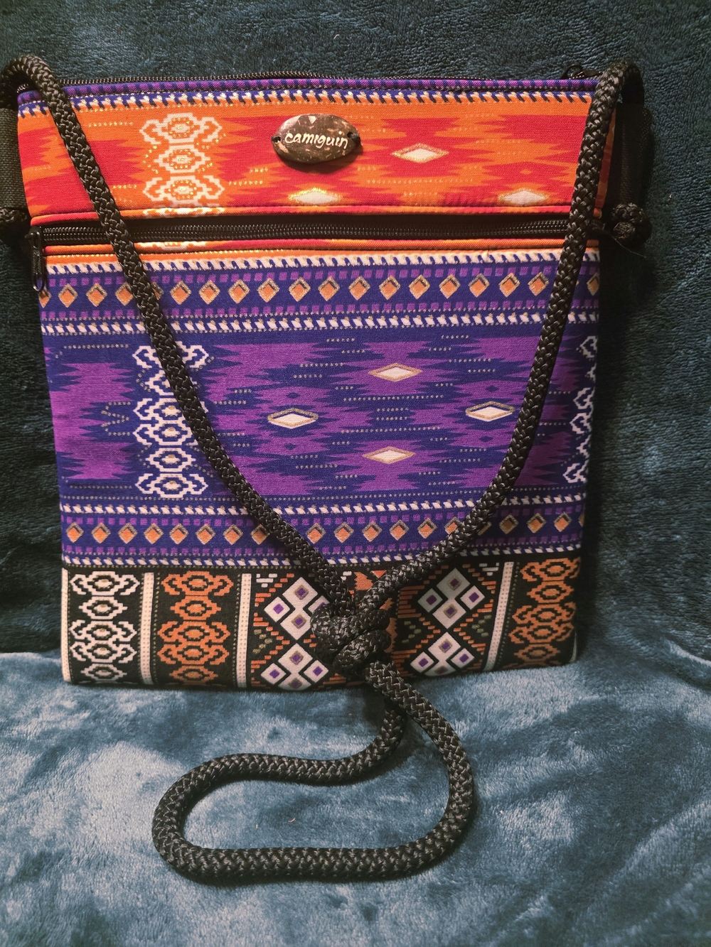 Purple & Orange Ethnic Pattern Crossbody Bag